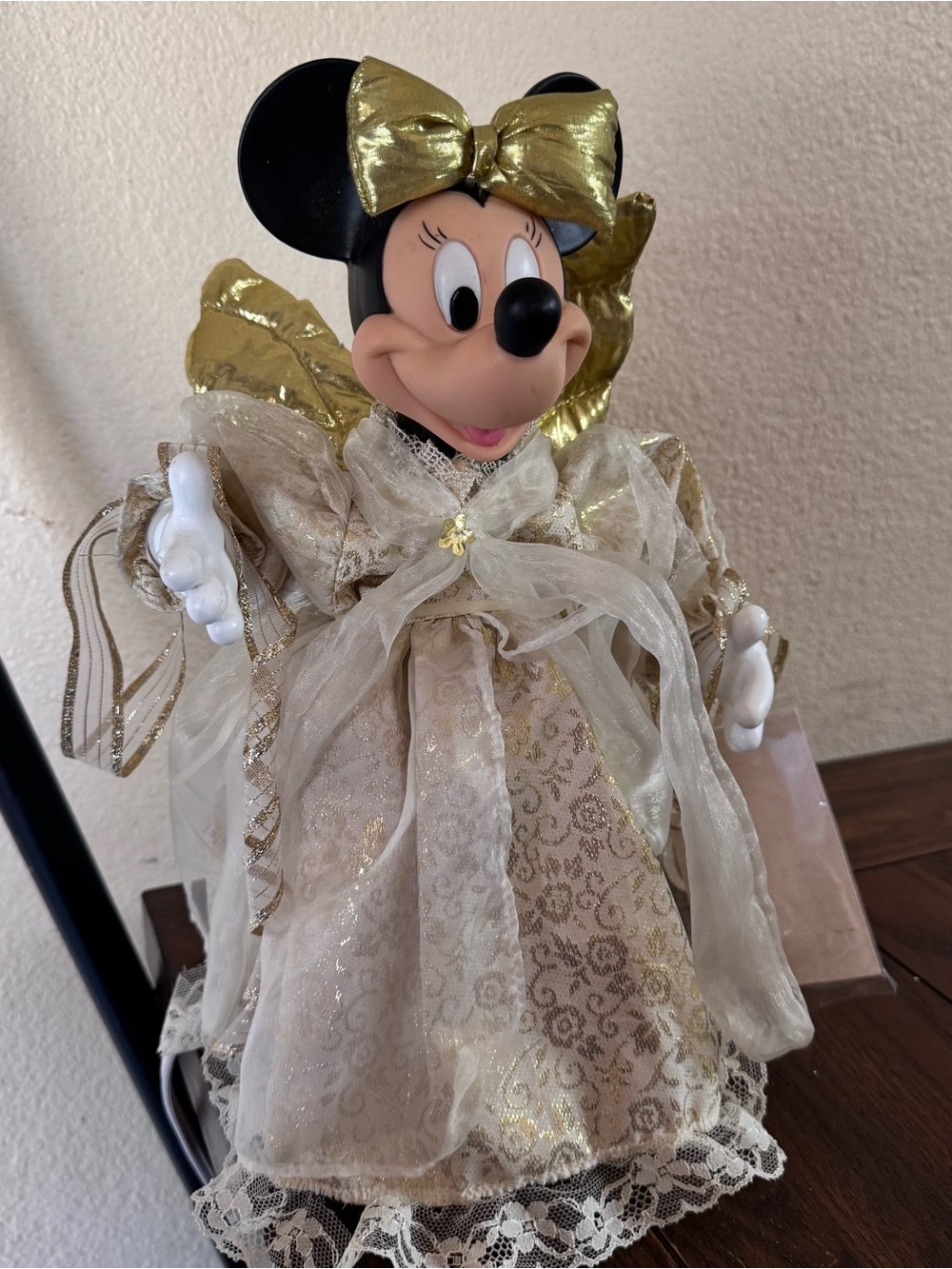 Vtg 90s Minnie Mouse Angel Tree Topper Animated Disney Christmas Table Decor 15"